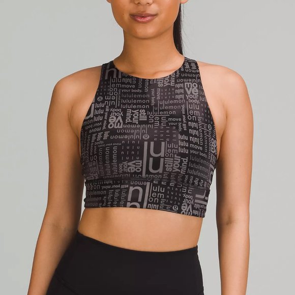 lululemon athletica Other - NWT Lululemon Energy High-Neck Longline Bra in Lululemon Ombre Black Multi SZ 4